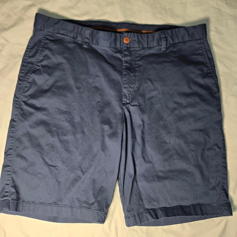Tommy Bahama Boracay Shorts Mens 40 Blue Cotton Stretch Flat Front Marlin Logo
